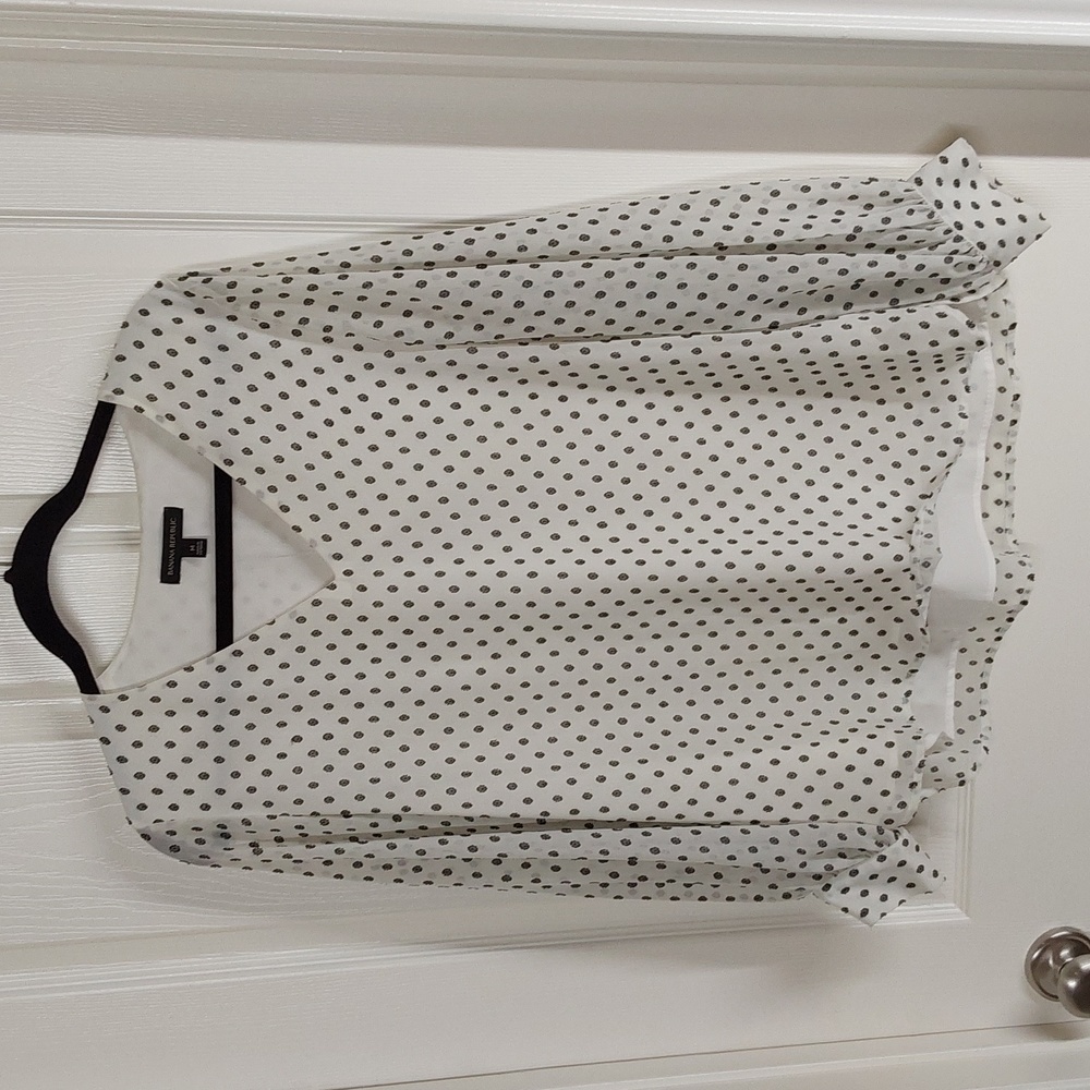Banana Republic White Polka Dot Blouse